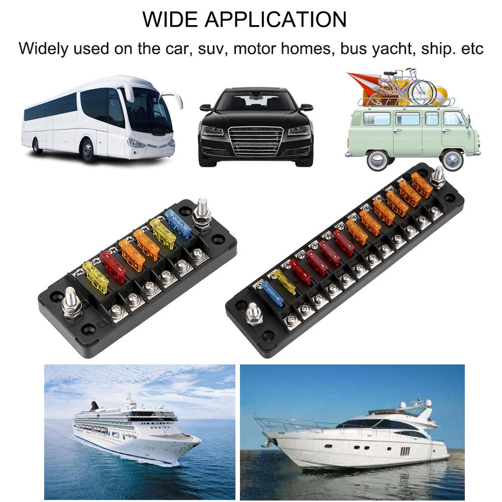 32V 75A Fuse Box Holder Flame Retardant 6 Ways 12 Ways Blade Fuse Block With Cover Accessories For Car Marine Boat Truck Trailer Fuses4