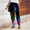 Women Musical Note Printing Pants Lace Up Elastic Waist Loose  Trousers Casual Long Pants Trousers with Pockets