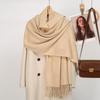 Hot-selling new monochrome imitation cashmere versatile fringed scarf in autumn and winter, warm long shawl scarf