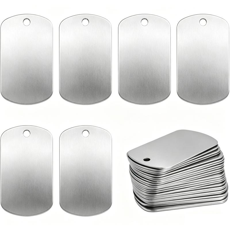 8Pcs Engraving Blank Tags Blank Stamped Dog Tags (Silver) Army Dog Tags Blank Military Dog Tags For Laser Engraving Blank Id Tag
