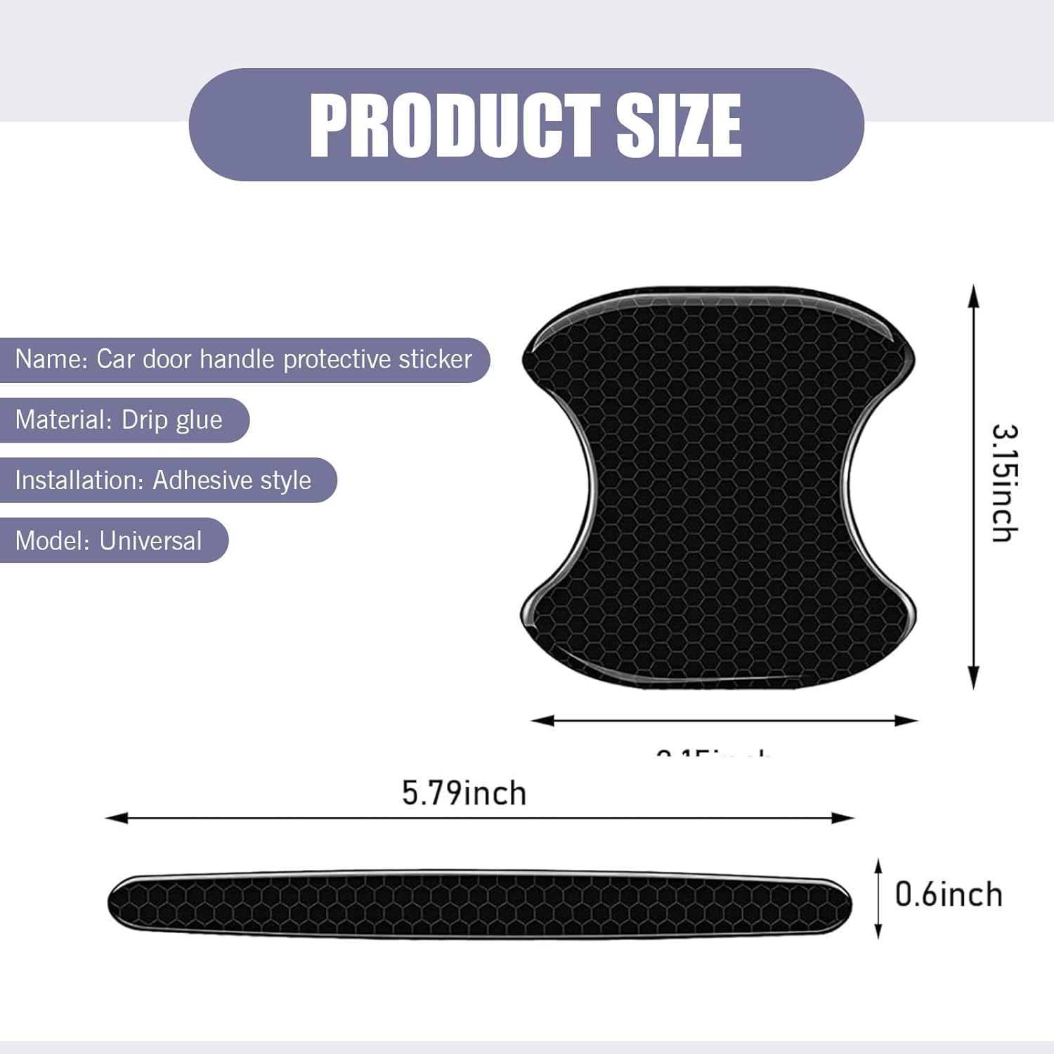 

8 PCS Door Handle Sticker, Carbon Fiber Decoration Anti-Scratch Paint Protector, Flexible Fit Self-Adhesive Waterproof Door Bowl Reflective Safety