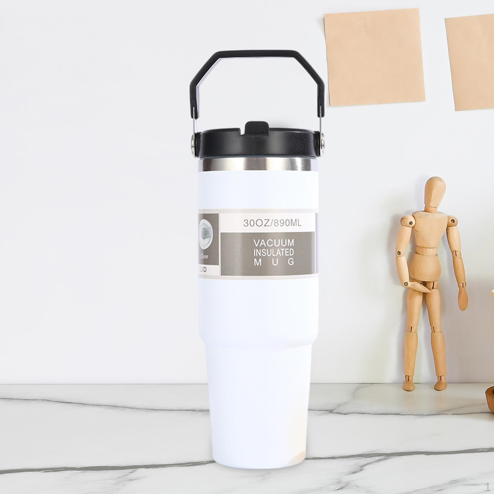 

30 Travel Tumbler with Handle, Vacuum Insulated 9.2 Inch Tall Multipurpose Daily Water Bottle белый