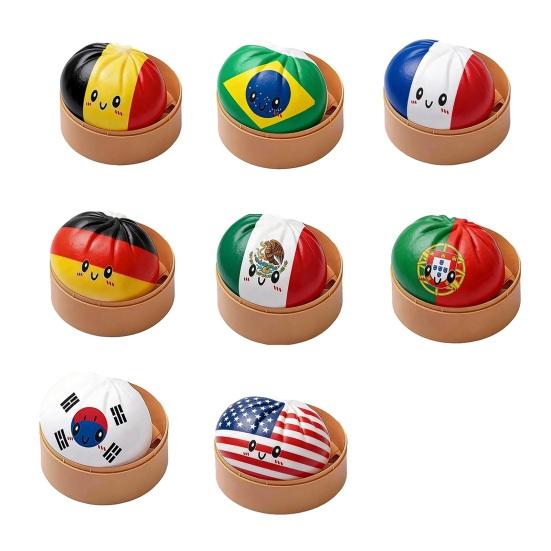 National Flag Dumpling Squeeze Toy Stress Relief Cartoon Expression Steamed Bun Fidget Toy Hand Relaxation Decompression Gadget