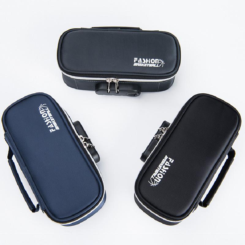 Men's Simple Canvas Pencil Case High-capacity Portable Korean Student Trousse Scolaire With Lock School Supplies