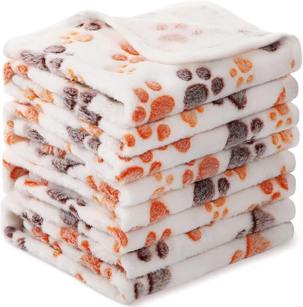 All-Season Coral Fleece Pet Blankets for Dogs & Cats, Paw Print Design, Available Now