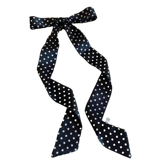Silk Scarf Dot Print Vintage Style Soft Fabric Neck Scarf Slim Striped Lightweight Breathable Scarf Versatile Neck Accessory