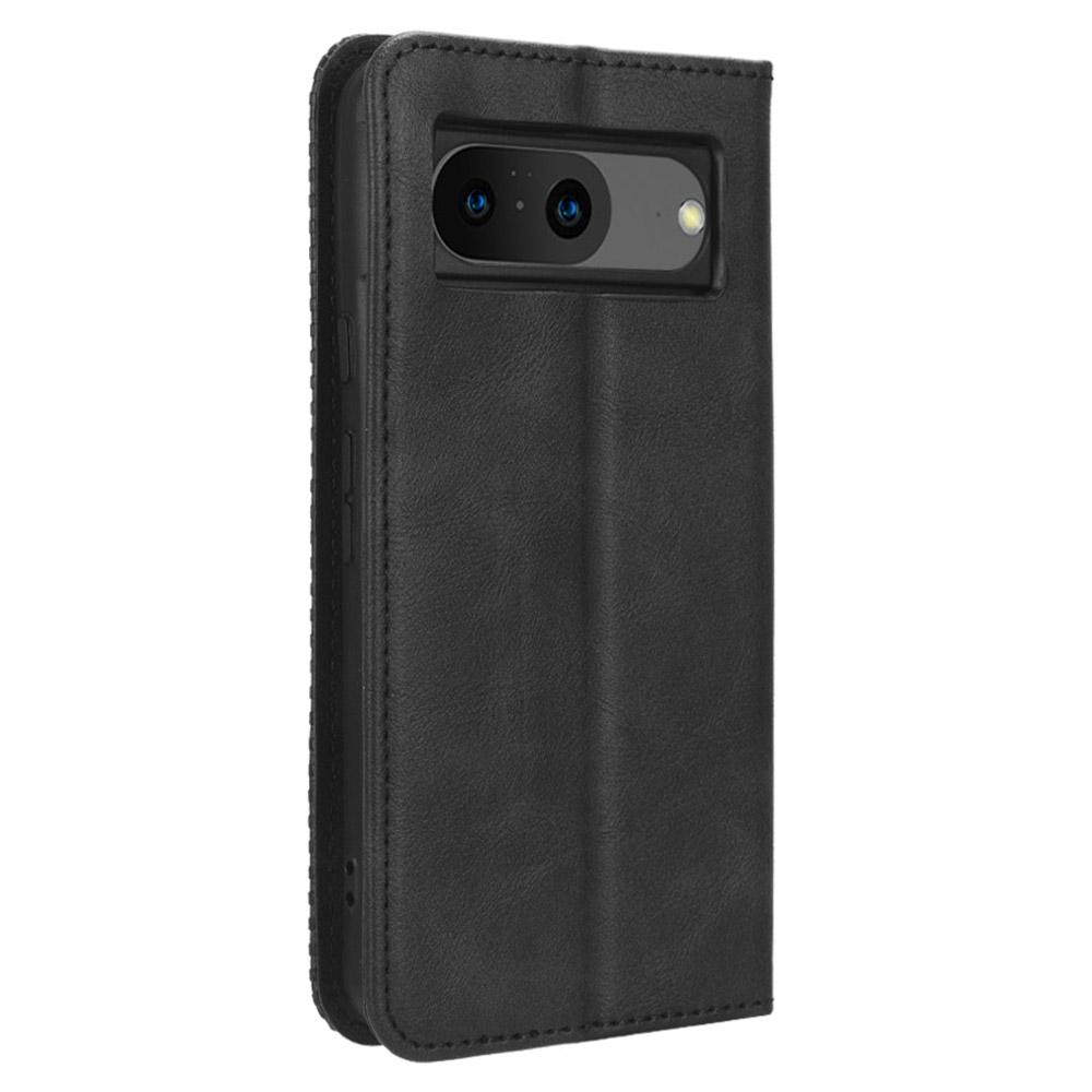 For Google Pixel 8 Magnetic Closure Phone Case PU Leather Cover Stand Wallet Retro Phone Protector