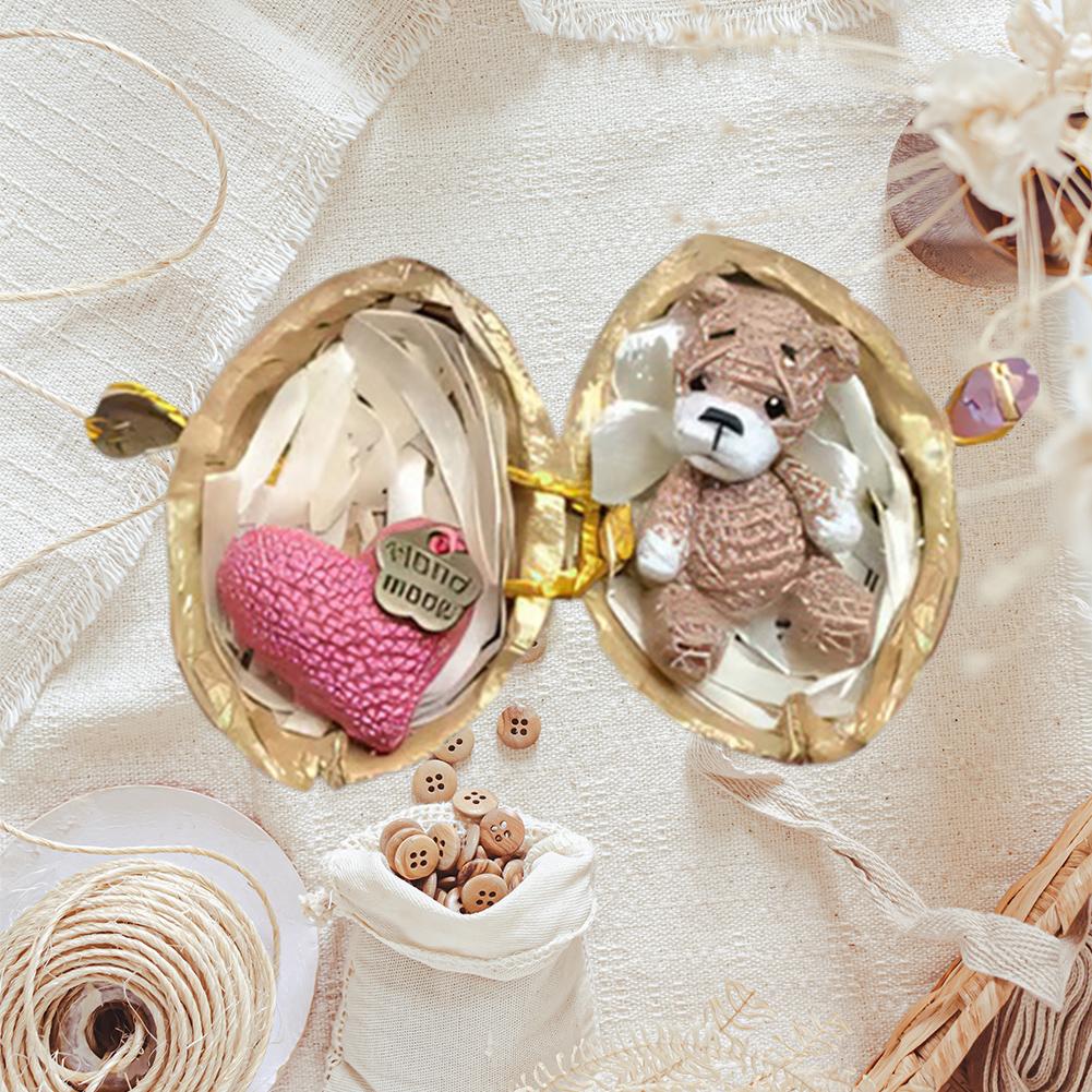 Easter Crochet Animal In Walnut Shell Handmade Bunny Bear With Doll Heart Funny Animal Home Fig O0K0