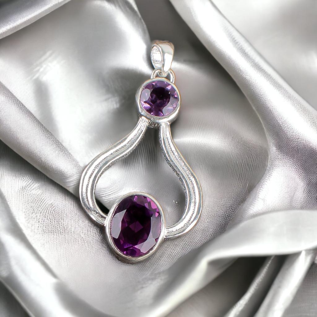 925 Sterling Silver Multi Gemstone Fashionable Jewelry Pendant 1.51" For Gift CP-4