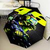 Rider Che Sfreccia Sotto l'Ombrello a Luci al Neon Ombrello Pieghevole, Ombrello Automatico a 8 Stecche per Viaggio, Uso Campeggio Regalo per Halloween Natale
