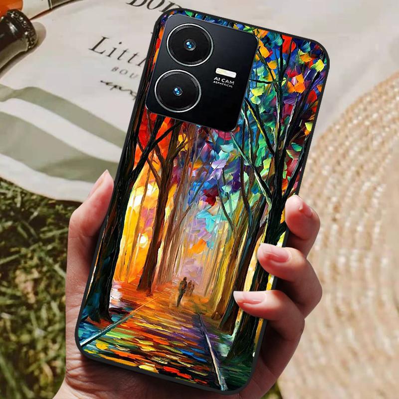 Für Vivo Y22 Hülle Weiches Silikon Stoßfeste Handyhülle für Vivo Y22 Y22s Y 22 s Hüllen Y 22 2022 Schwarzer Bumper Schutzhüllen