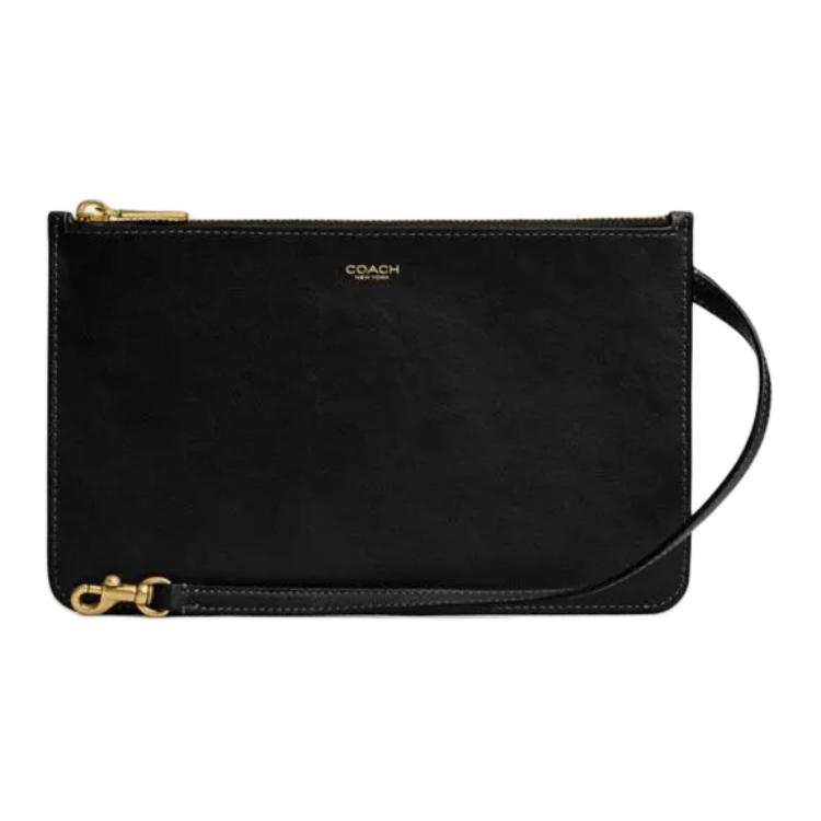 

Coach 25 Letter Logo Zipper Design Leather Clutch Women clutch Black CZ756-B4BK Basic Set (Bag+Dust Bag)