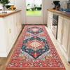 Vintage Geometric Runner Rug Non-slip Washable Durable Carpet for Hallway Kitchen Home Decor Black White Red Blue Green Orange