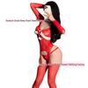 Festive Red Mesh Bodysuit & Open Crotch Stockings