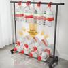 1PC Movable Bedroom Clothes Rack Floor Standing Double Rod Organizer Sheif with Bottom Shelf and Side Hooks for Coat Hat Storage