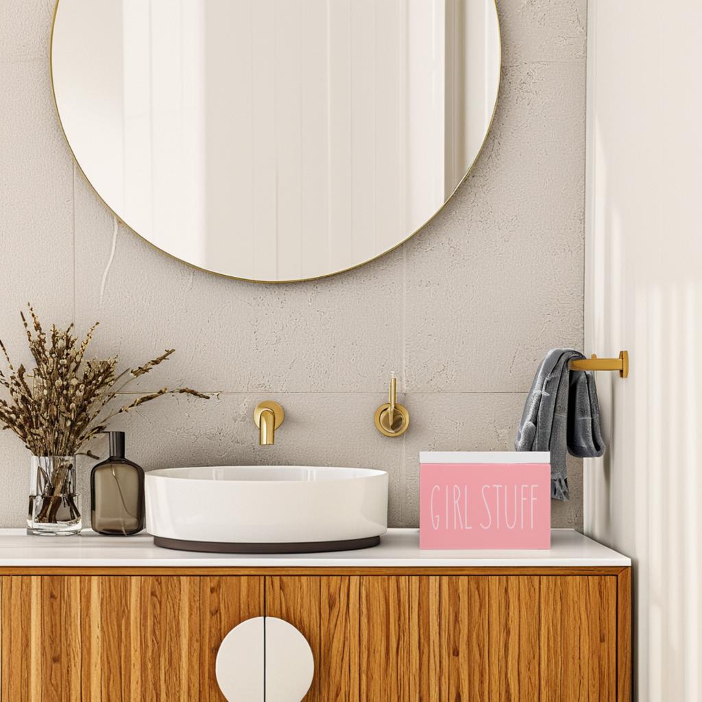 1pc Large Capacity Wooden Sanitary Napkin Storage Box Bathroom Organizer With Lid Period Pad Holder Feminine Product Container