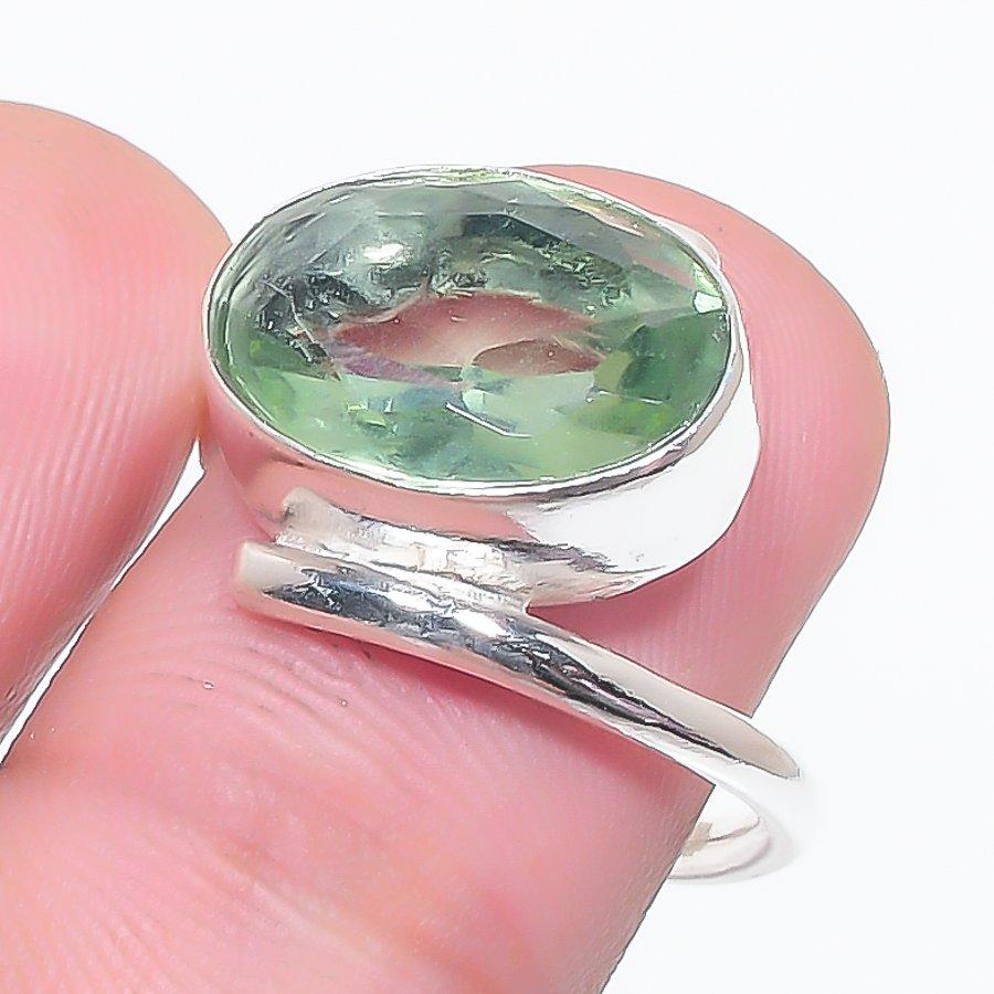 

Натуральный цаворит, ручная работа, ювелирное изделие из стерлингового серебра 925 пробы, кольцо, размер 7 E8D26