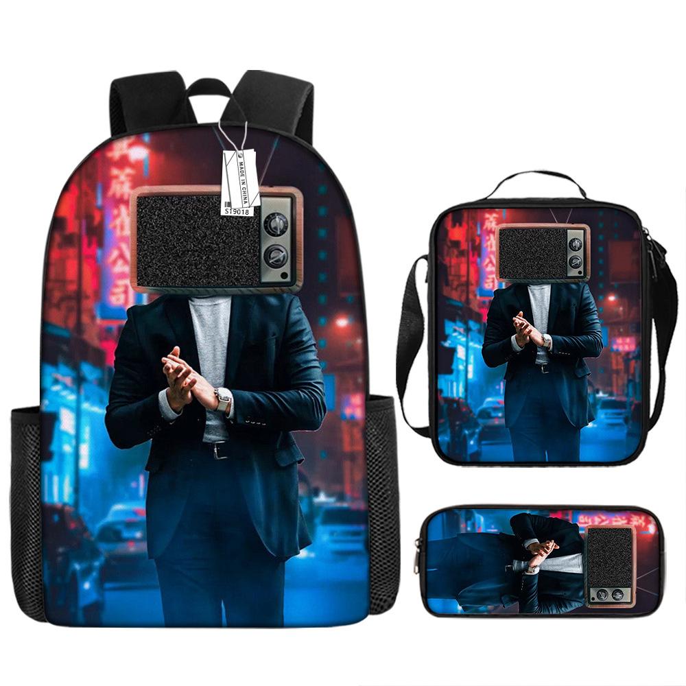 Toilet backpack European and American retro schoolbag fourth grade bag sketch large capacity portable bag