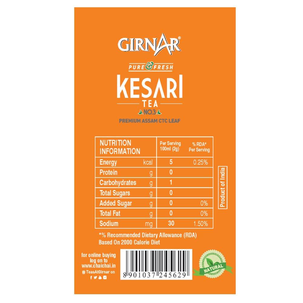 Girnar Kesari Black Tea Loose Leaves 1 Kg Pouch Strong CTC Chai Brew For Milk Tea Lovers Daily Kadak Taste Experience