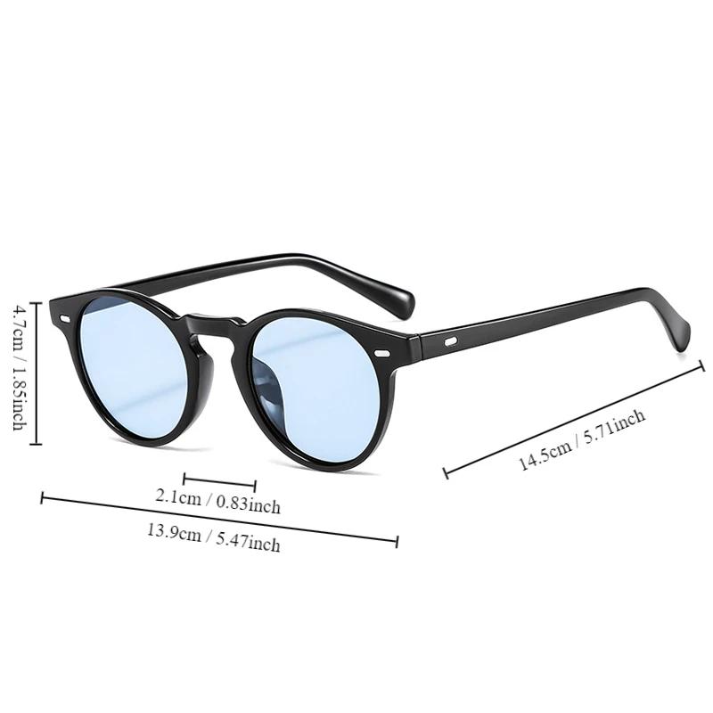 Round Vintage Sunglasses Men Women Brand Designer Rivet Sun Glasses Male Female Fashion Ocean Color Mirror