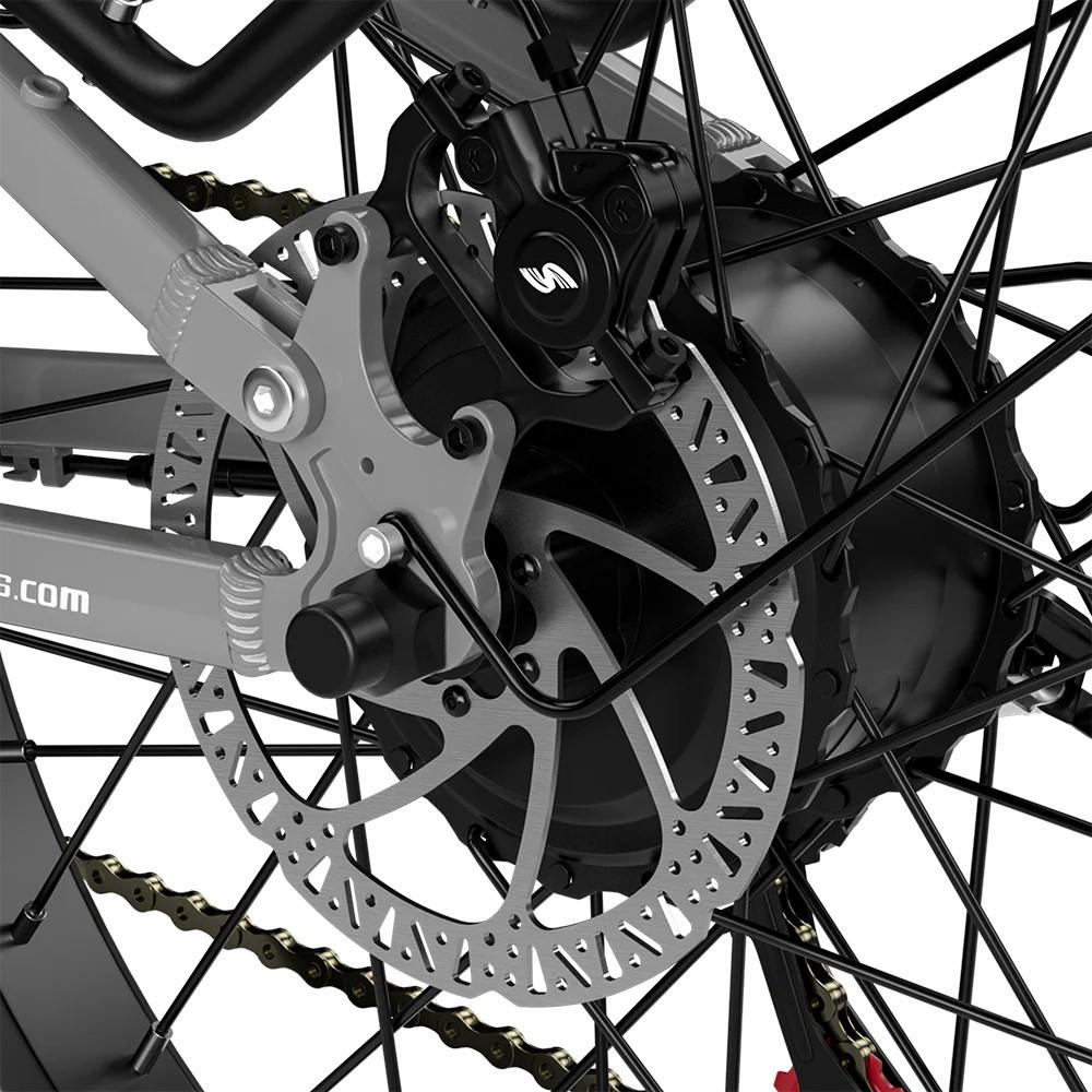 Electric Bicycle Shengmilo 26" 1000Wx2 Motor Full Suspension 48V 17.5AH Adult Ebike Top Speed 45Km/h 7 Speed Grey S600