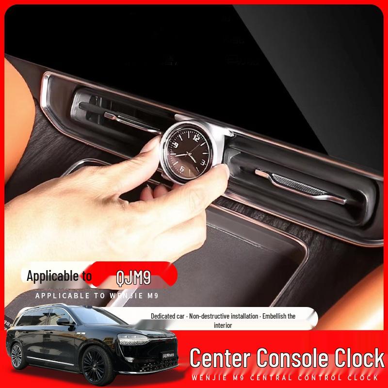 

AITO M9 Car Clock: Interior Decoration & Modification Accessories Silver in-car center console clock