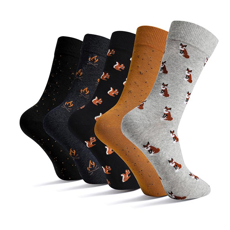 10 Pairs Men's Socks Cotton Business New Fashion Funny Sock With Print Animals Cartoon Middle Sock Male Casual Dresses Clothing