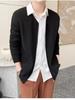 Autumn/Winter Men's Korean Style Knit Cardigan - Trendy Solid Color Round Neck Loose Sweater