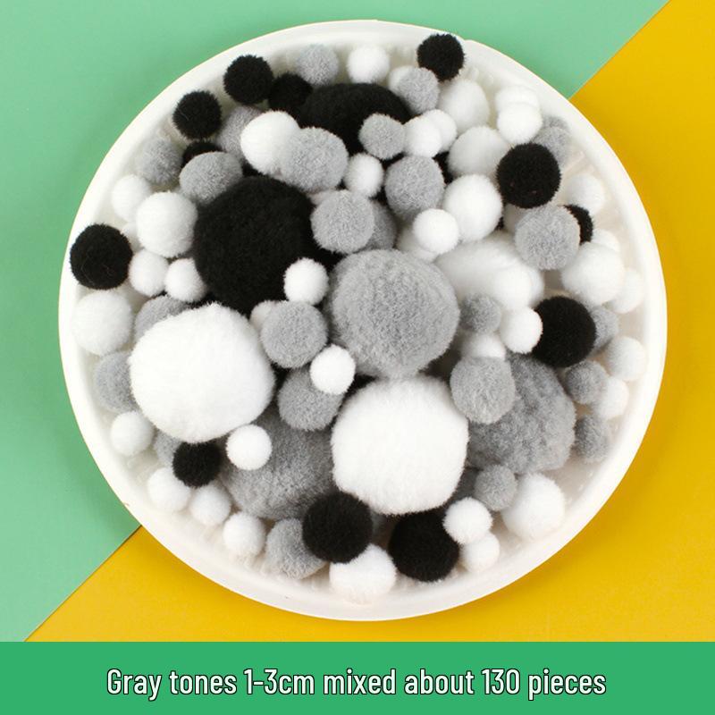 Colorful Gradient Pompom Pack: High-Elastic Plush DIY Toy Accessories for Kids