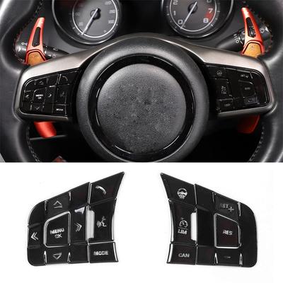 Black Aluminum Steering Wheel Control Button Trim For Jaguar XE XF F-Pace F-Type