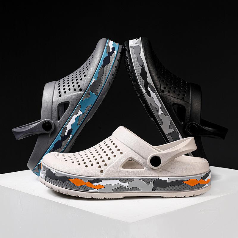 0916 summer beach shoes foreign trade men's hole shoes fashion trend two wear men's sandals camouflage shoes