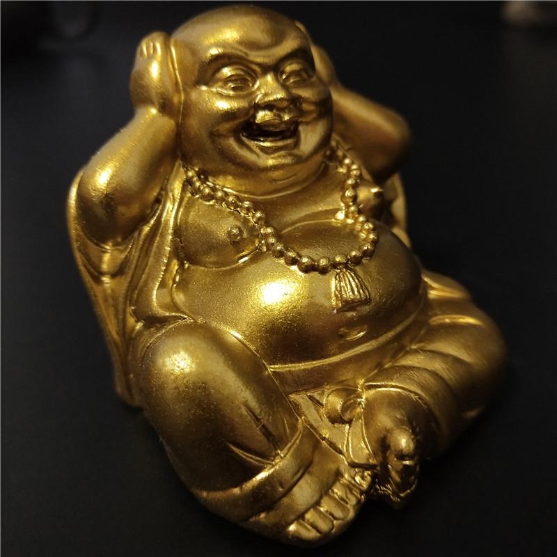 Gold Laughing Buddha Statue Chinese Feng Shui Maitreya Buddha Sculpture Figurines Ornaments For Home Garden Decoration Statues