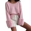 2026 autumn and winter new European and American ins romantic Su splicing crew neck sweater women's lazy wind striped knitted top