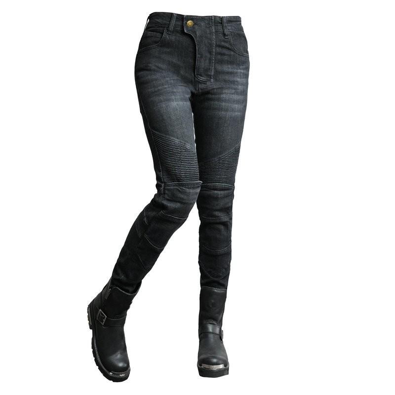 Womens Motorcycle Jeans Retro Biker Riding Pants With Protective Pads Cycling