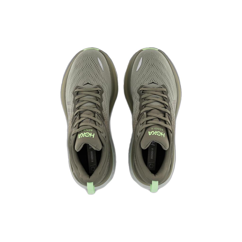 Hoka One One Bondi 8 Comfortable Versatile Stylish Rebound Shock Absorption Lightweight Low-Top Running Shoes Women sneaker Gray Green 1127952-OHMR