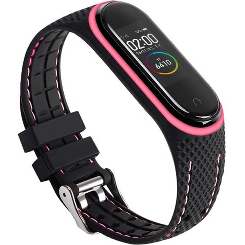 Silicone Strap for Xiaomi Mi Band 5/6/7/7 NFC, Black/Pink