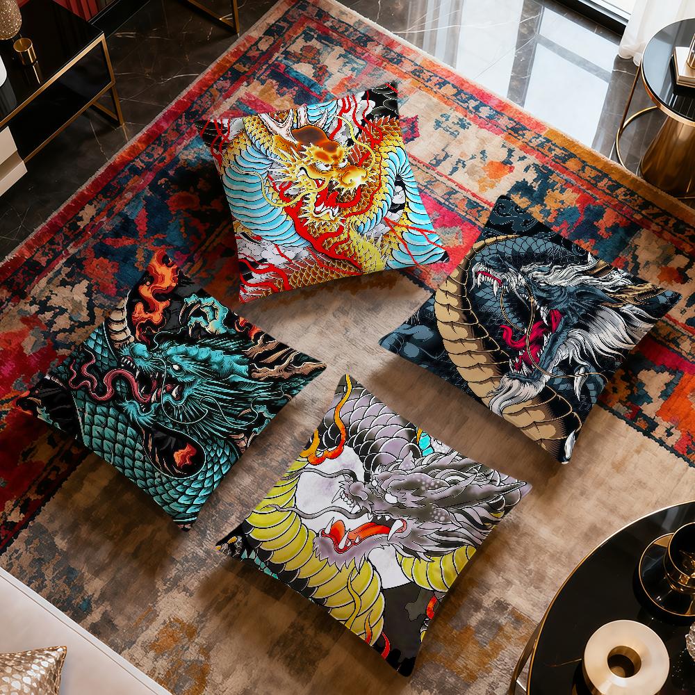 Fashion Red Dragon Dragon Art Colorful Soft Pillow Cover Sofa Home Living Room Office Decor Protective Covers Hogar Pillowcase
