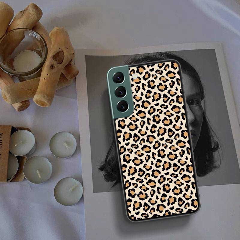 Leopard Print Pink Phone Case For Samsung Galaxy S22 S25 Ultra S21 S10 Plus S26 Edge S20 S23 S24 FE Cover Silicone Soft TPU