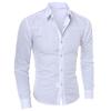 Men Fashion Solid Color Turn Down Collar Long Sleeve Slim Fit Blouse Shirt Top