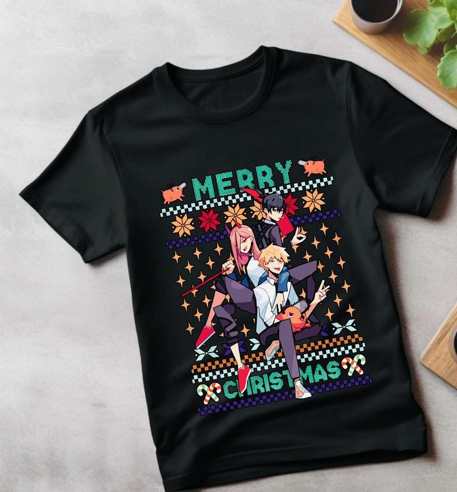 

Chainsaw Man T-Shirt Chainsaw Anime CSM Denji Power Black Shirt for Christmas L