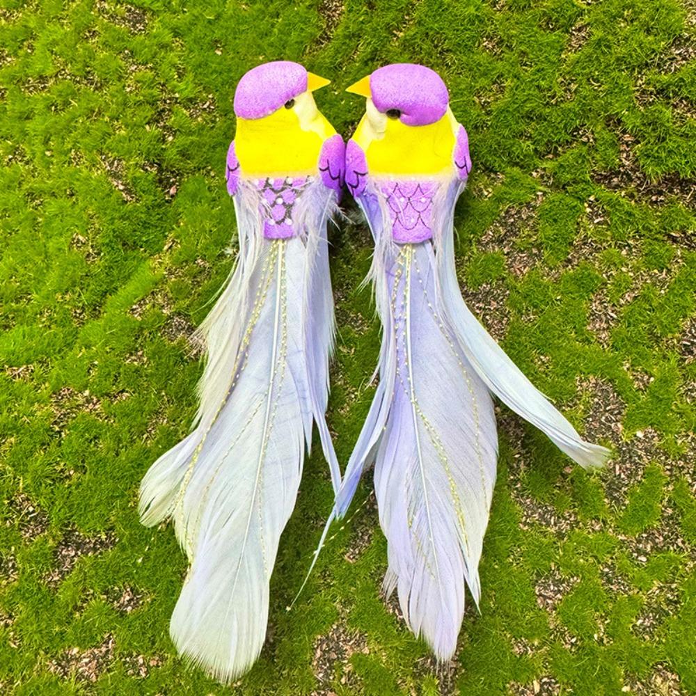 

2/12Pcs New Colorful Simulation Birds with Clip Statue Artificial Foam Feather Birds Fake Bird Garden Backyard фіолетовий
