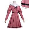 Conjunto de uniforme cosplay fresco de flor de cuello marinero rosa ahumado, falda plisada de manga abullonada, disfraz escolar para chicas de anime, disfraz de cosplay para fiesta de Halloween