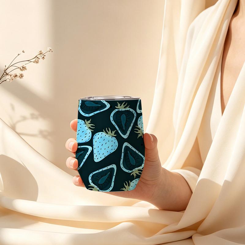 355ml Eggshell Cup Light Blue Strawberry Fresh Element Travel Cup Egg Shaped Insulated Cup Car Portable Cup Mini Pocket Cup 355ml Eggshell Cup