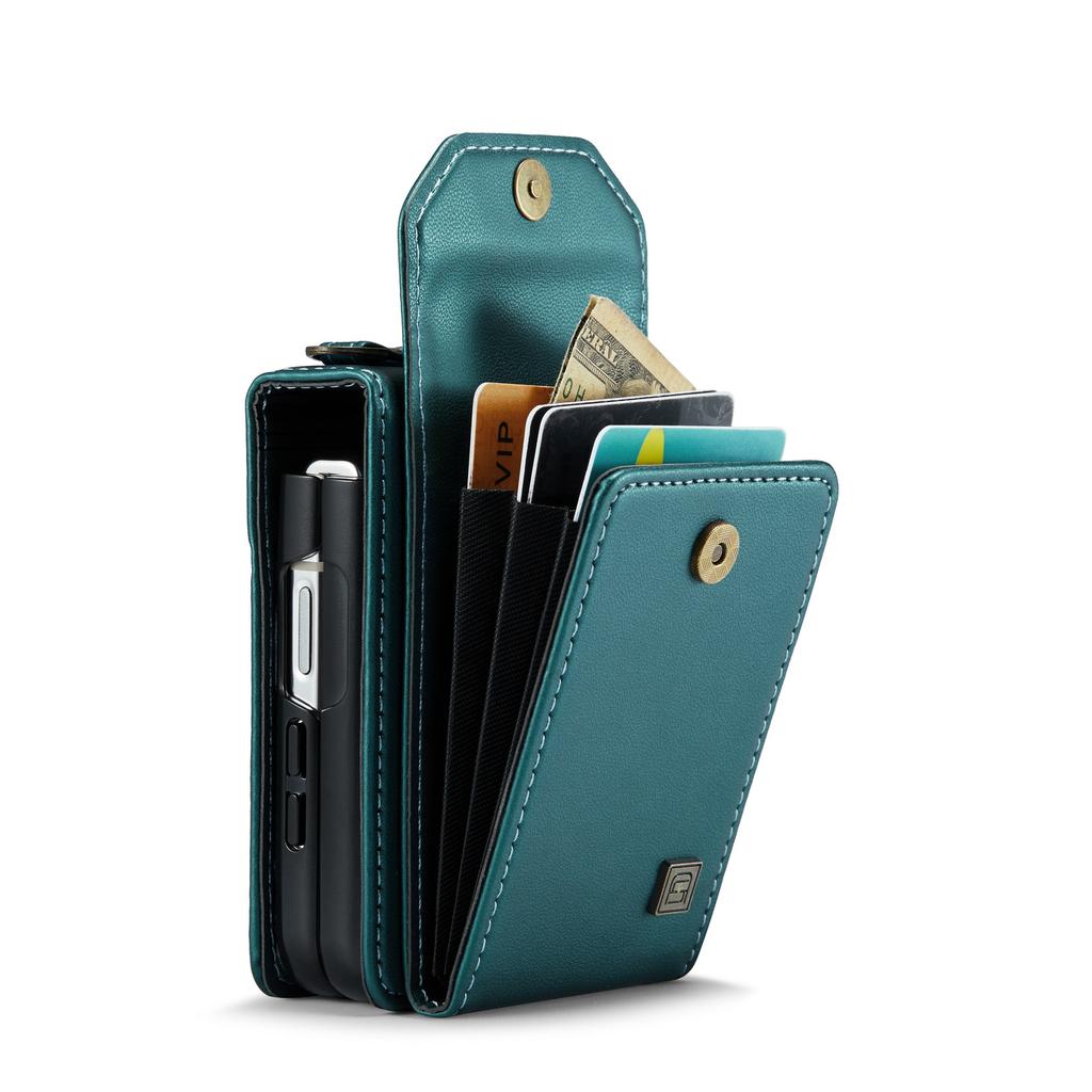 Crossbody Wallet Vertical Cards Solt Lanyard Leather Case For Samsung Galaxy Z Flip 5 5G ZFlip5 Purse Pocket Bag Strap Cover