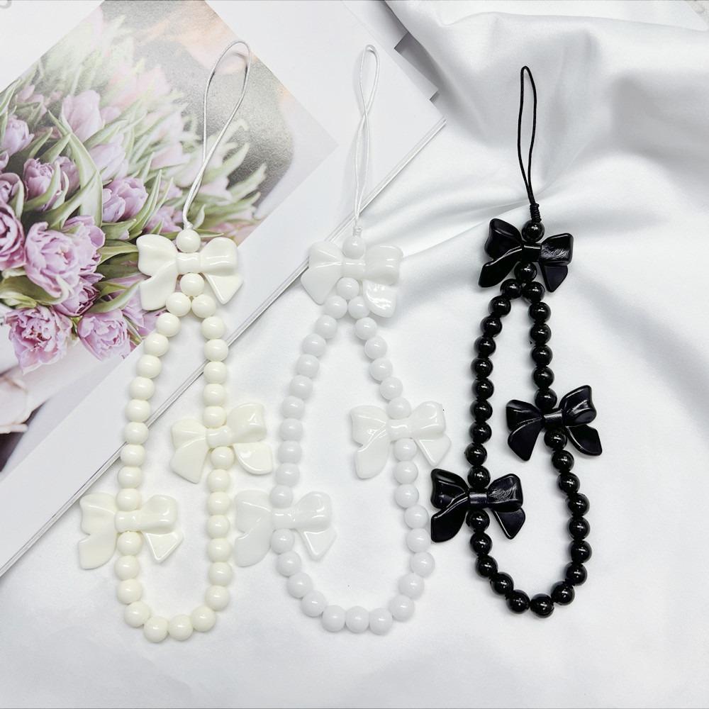 Sweet Bow Beaded Phone Strap Y2k Bowknot Phone Chain Bowknot Phone Lanyard Students
