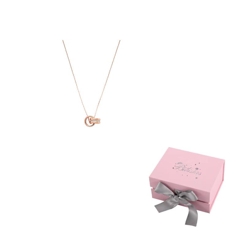 Swarovski Further Crystal Necklaces Womens Rose Gold tone Plated F (One Size Fits All)-Pink bow gift box розового золота