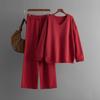 Solid color collar fashion set, new autumn and winter loose high-waisted casual sweater two-piece set