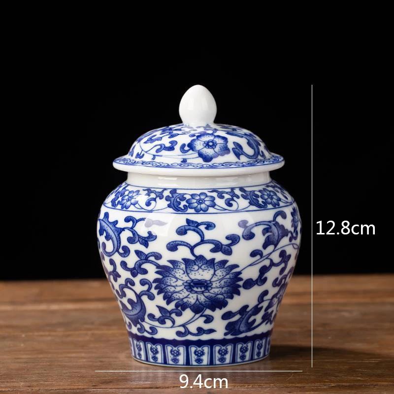 Blue and White Porcelain Tea Canister Ceramic Tea Organizer Box Storage Jars Desk Decoration Tea Jar Coffee Container Teas Caddy