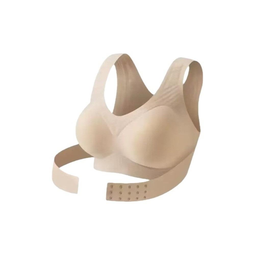 Posture Corrector Seamless Push Up Bra Anti-sagging Cross Back Front Closure Bra Shockproof Lingerie Gathered Wireless Bra Lady M телесный