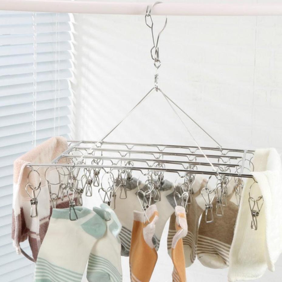1 Pcs 30 Clip Aluminum Metal Sock Underwear Clothes Outdoor Airer Dryer Laundry Hanger Stainless Steel Wholesale